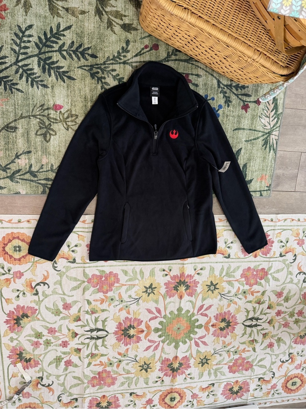 New Star Wars Women's Black Fleece Quarter Zip Pullover Jacket Red Rebel SM - Picture 10 of 12